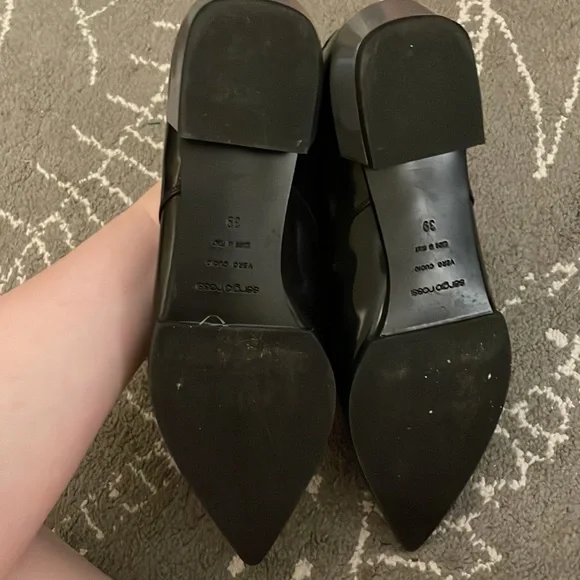 Sergio Rossi Single Buckle Black Leather Women’s Loafers Flats - Picture 11 of 11